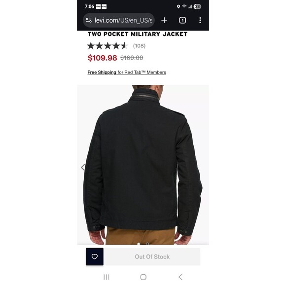 Levi’s Two Pocket Military Jacket, Men’s Sz Medium (MSRP $160) - Picture 2 of 10